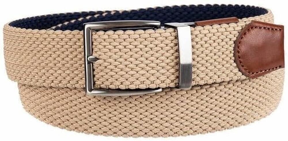 Tommy Bahama Belt Mens Size L/XL 38-42 Reversible Cord Stretch Braided Navy Tan